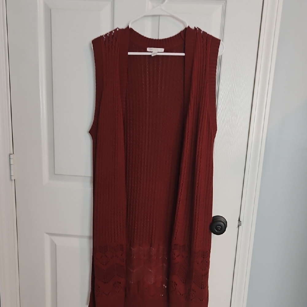 Cato Women's Open-Front Cardigan - Deep Red